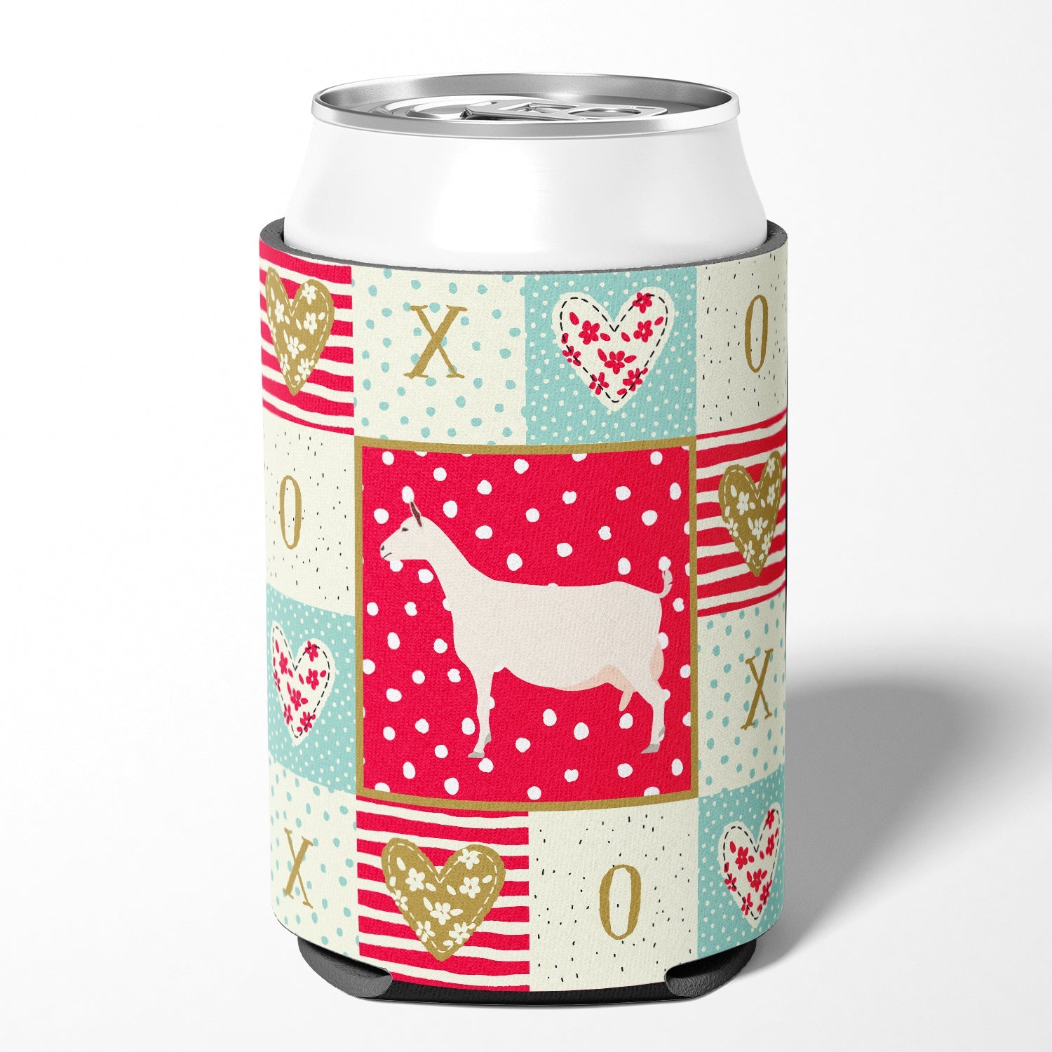 Saanen Goat Love Can or Bottle Hugger Cooler Sleeve for Standard 12 oz Cans, Insulated Foam Beer & Soda Can Hugger Reusable