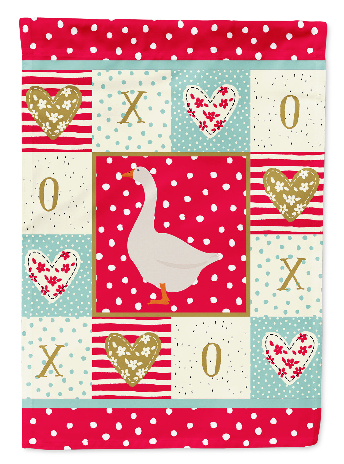 Embden Goose Love House Flag 28x40 Porch Sleeve Pole Decorative Outside Yard Banner Artwork Wall Hanging, Polyester