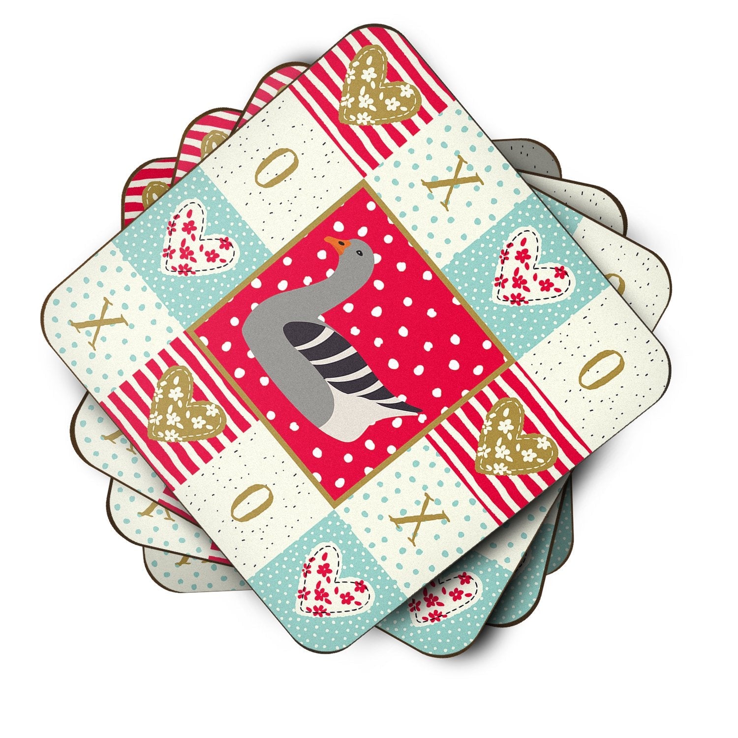 Pilgrim Goose Love Foam Coasters Set of 4 Cup Coasters for Indoor Outdoor, Tabletop Protection, Anti Slip, Mouse pad Material