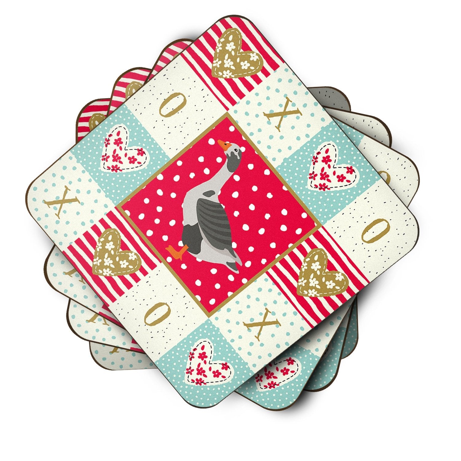 West of England Goose Love Foam Coasters Set of 4 Cup Coasters for Indoor Outdoor, Tabletop Protection, Anti Slip, Mouse pad Material