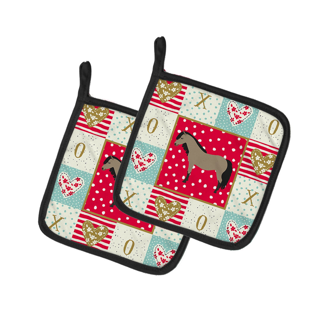 Welsh Pony Horse Love Pot Holder Set of 2 Heat Resistant Quilted Hot Pads 7.5 x 7.5 Inch, Insulated Kitchen Trivets for Cooking & Baking