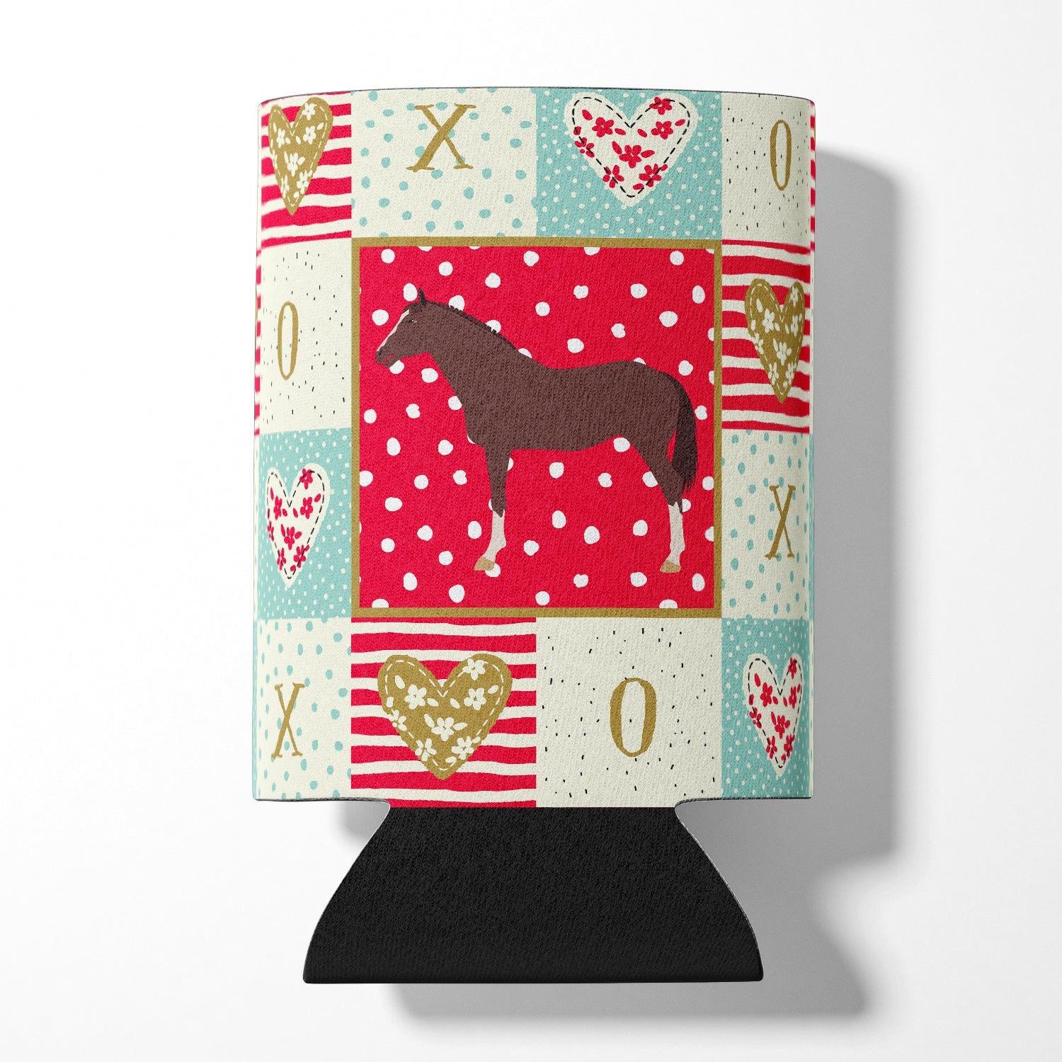 English Thoroughbred Horse Love Can or Bottle Hugger Cooler Sleeve for Standard 12 oz Cans, Insulated Foam Beer & Soda Can Hugger Reusable
