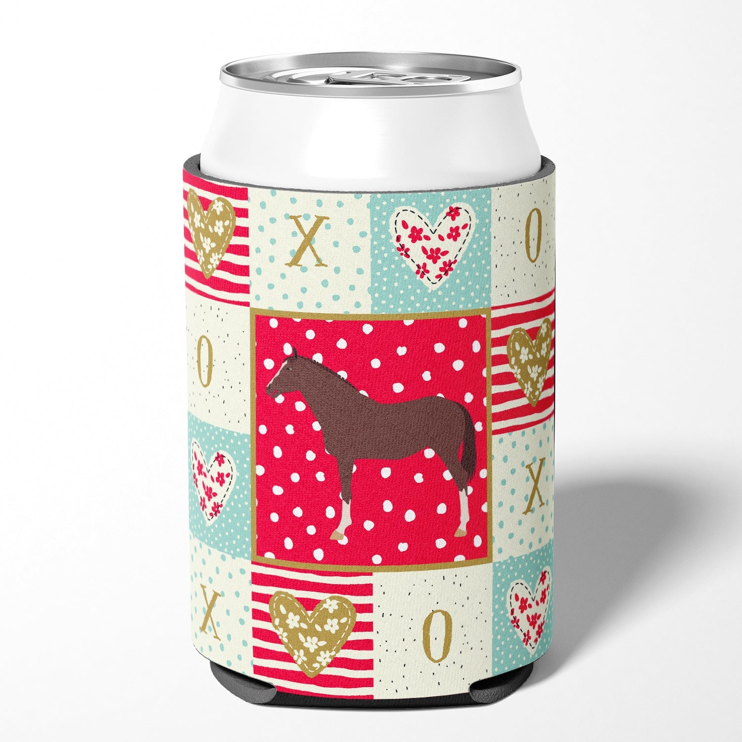 English Thoroughbred Horse Love Can or Bottle Hugger Cooler Sleeve for Standard 12 oz Cans, Insulated Foam Beer & Soda Can Hugger Reusable