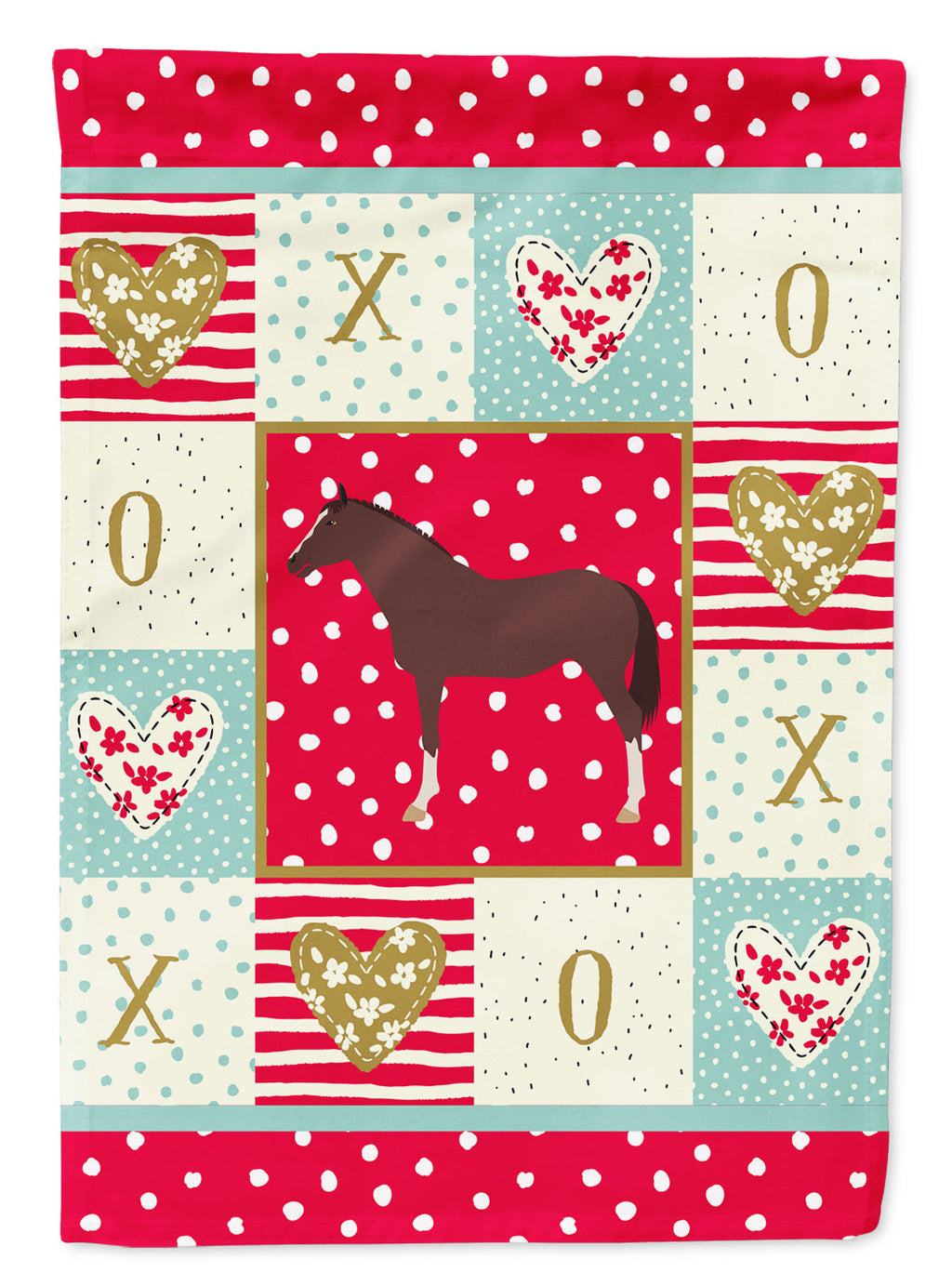English Thoroughbred Horse Love House Flag 28x40 Porch Sleeve Pole Decorative Outside Yard Banner Artwork Wall Hanging, Polyester