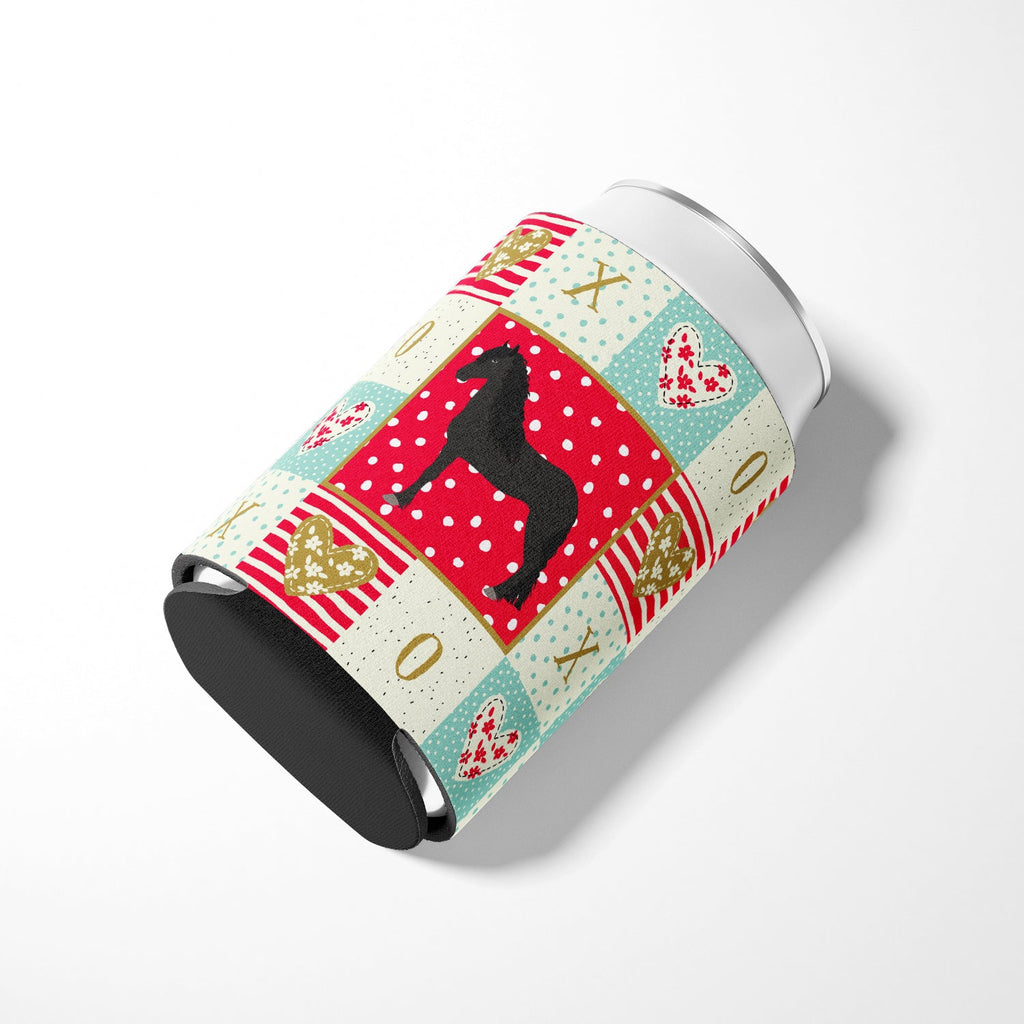 Friesian Horse Love Can or Bottle Hugger Cooler Sleeve for Standard 12 oz Cans, Insulated Foam Beer & Soda Can Hugger Reusable