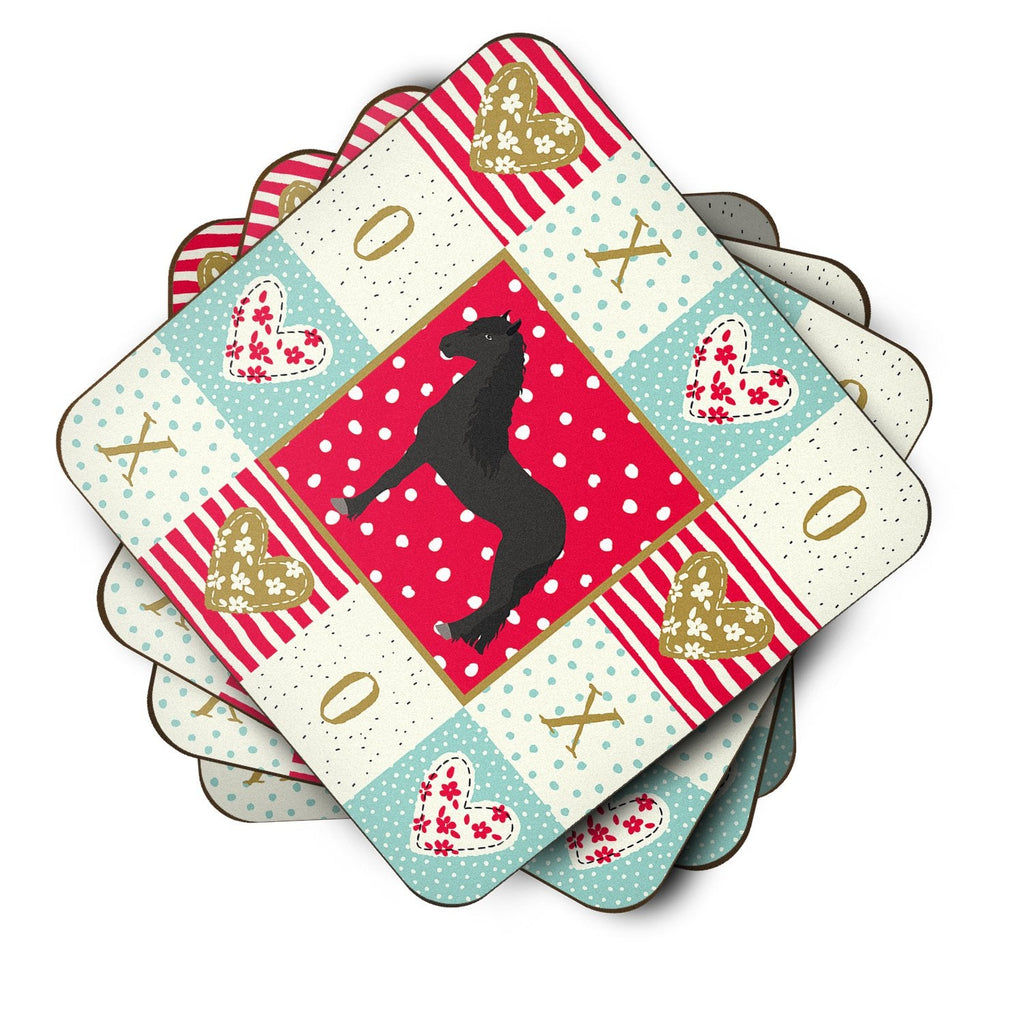 Friesian Horse Love Foam Coasters Set of 4 Cup Coasters for Indoor Outdoor, Tabletop Protection, Anti Slip, Mouse pad Material