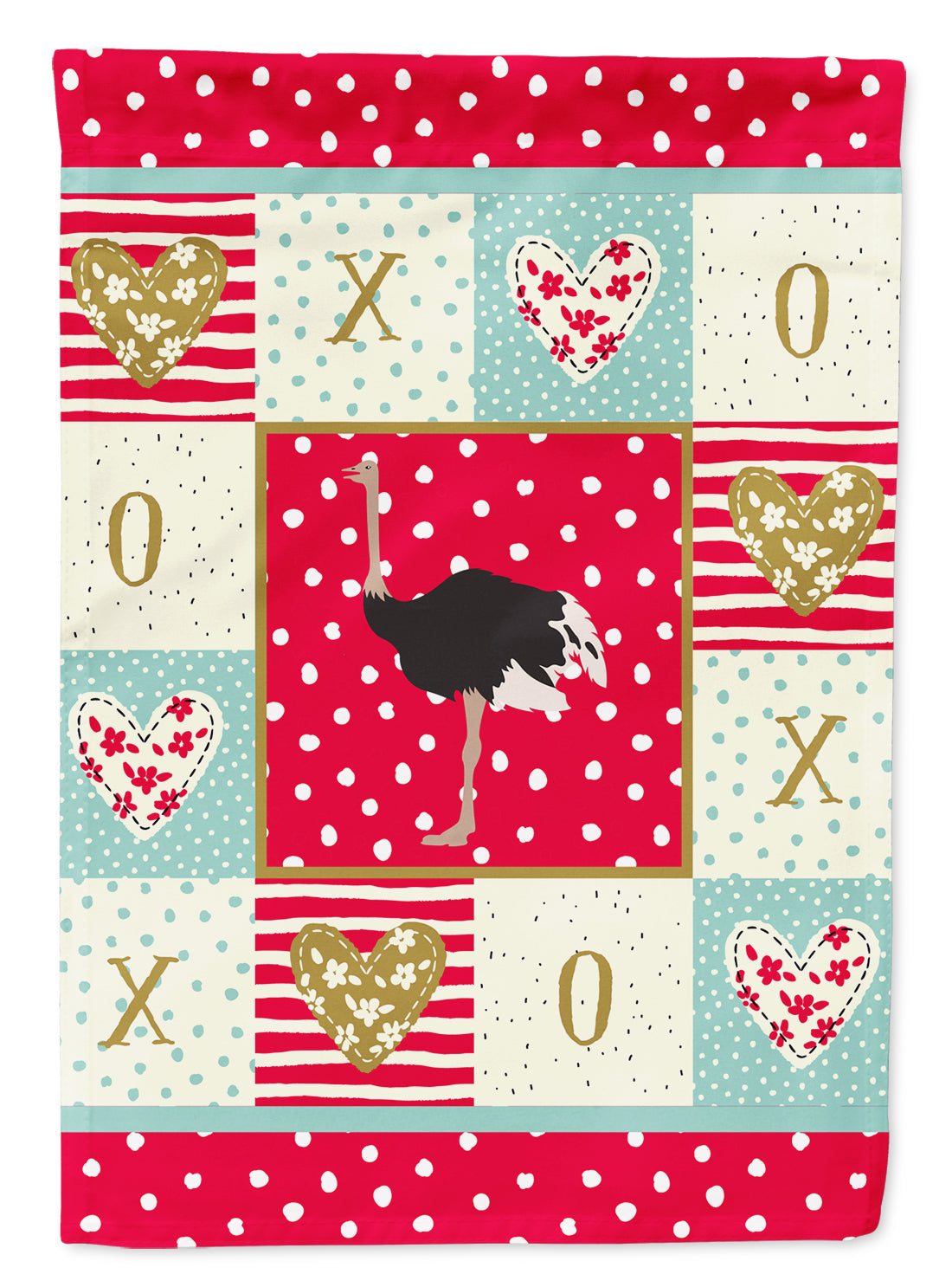 Common Ostrich Love House Flag 28x40 Porch Sleeve Pole Decorative Outside Yard Banner Artwork Wall Hanging, Polyester