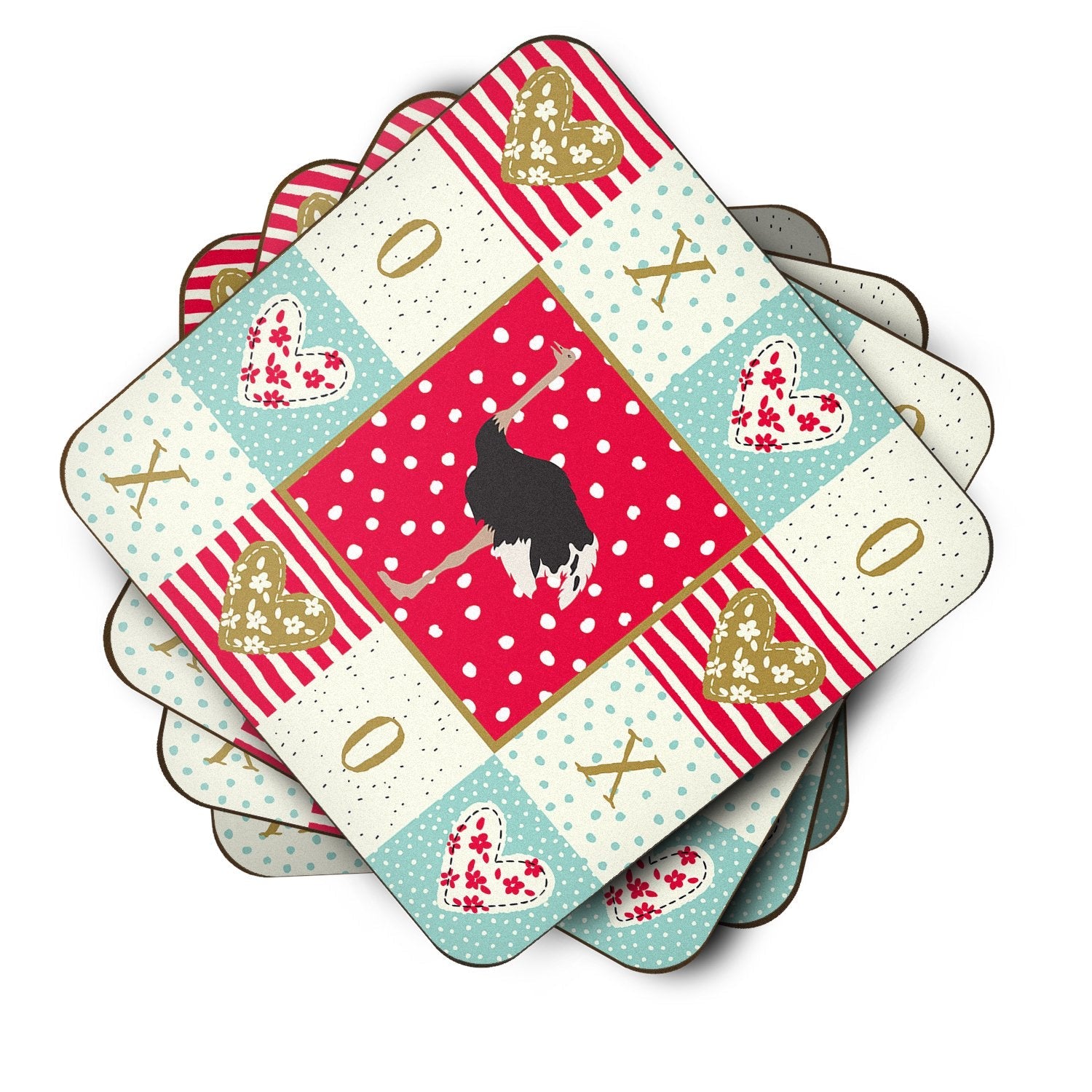 Common Ostrich Love Foam Coasters Set of 4 Cup Coasters for Indoor Outdoor, Tabletop Protection, Anti Slip, Mouse pad Material