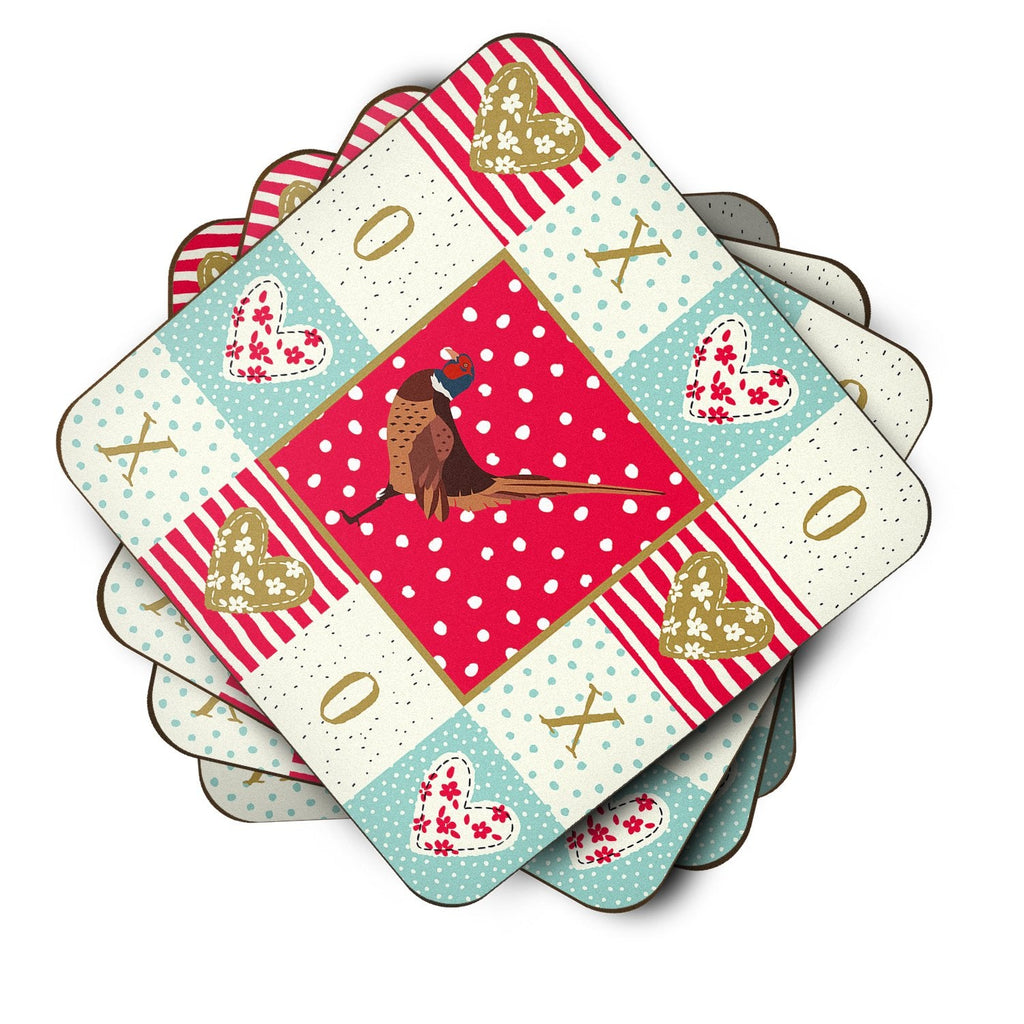 Ring-necked Common Pheasant Love Foam Coasters Set of 4 Cup Coasters for Indoor Outdoor, Tabletop Protection, Anti Slip, Mouse pad Material