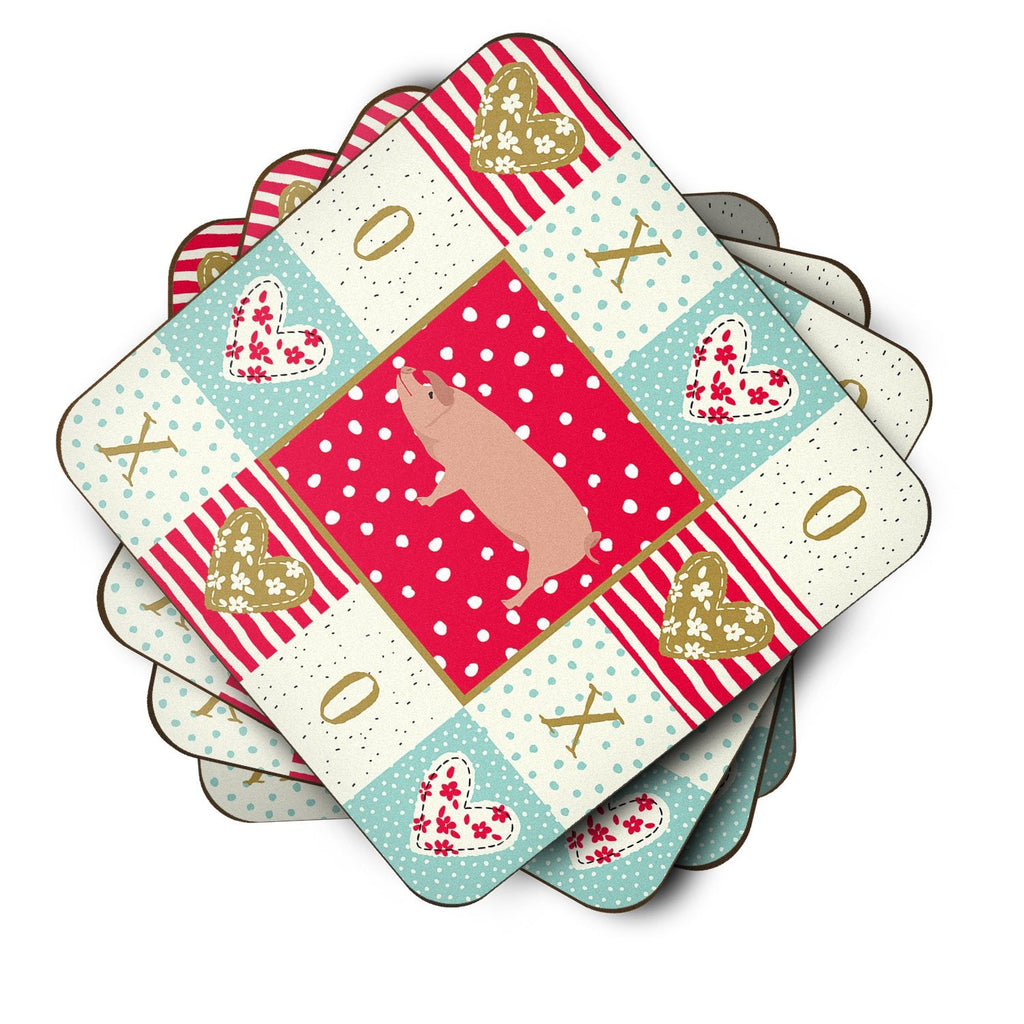 American Landrace Pig Love Foam Coasters Set of 4 Cup Coasters for Indoor Outdoor, Tabletop Protection, Anti Slip, Mouse pad Material