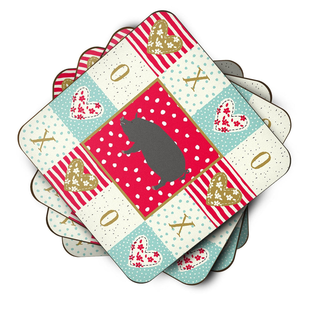 Berkshire Pig Love Foam Coasters Set of 4 Cup Coasters for Indoor Outdoor, Tabletop Protection, Anti Slip, Mouse pad Material