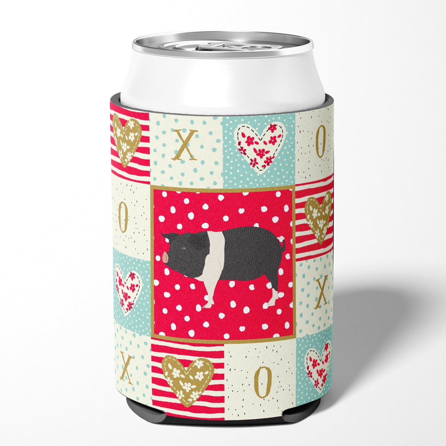 Hampshire Pig Love Can or Bottle Hugger Cooler Sleeve for Standard 12 oz Cans, Insulated Foam Beer & Soda Can Hugger Reusable