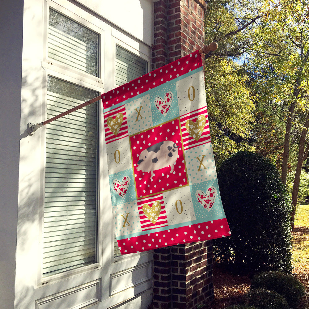 Gloucester Old Spot Pig Love House Flag 28x40 Porch Sleeve Pole Decorative Outside Yard Banner Artwork Wall Hanging, Polyester
