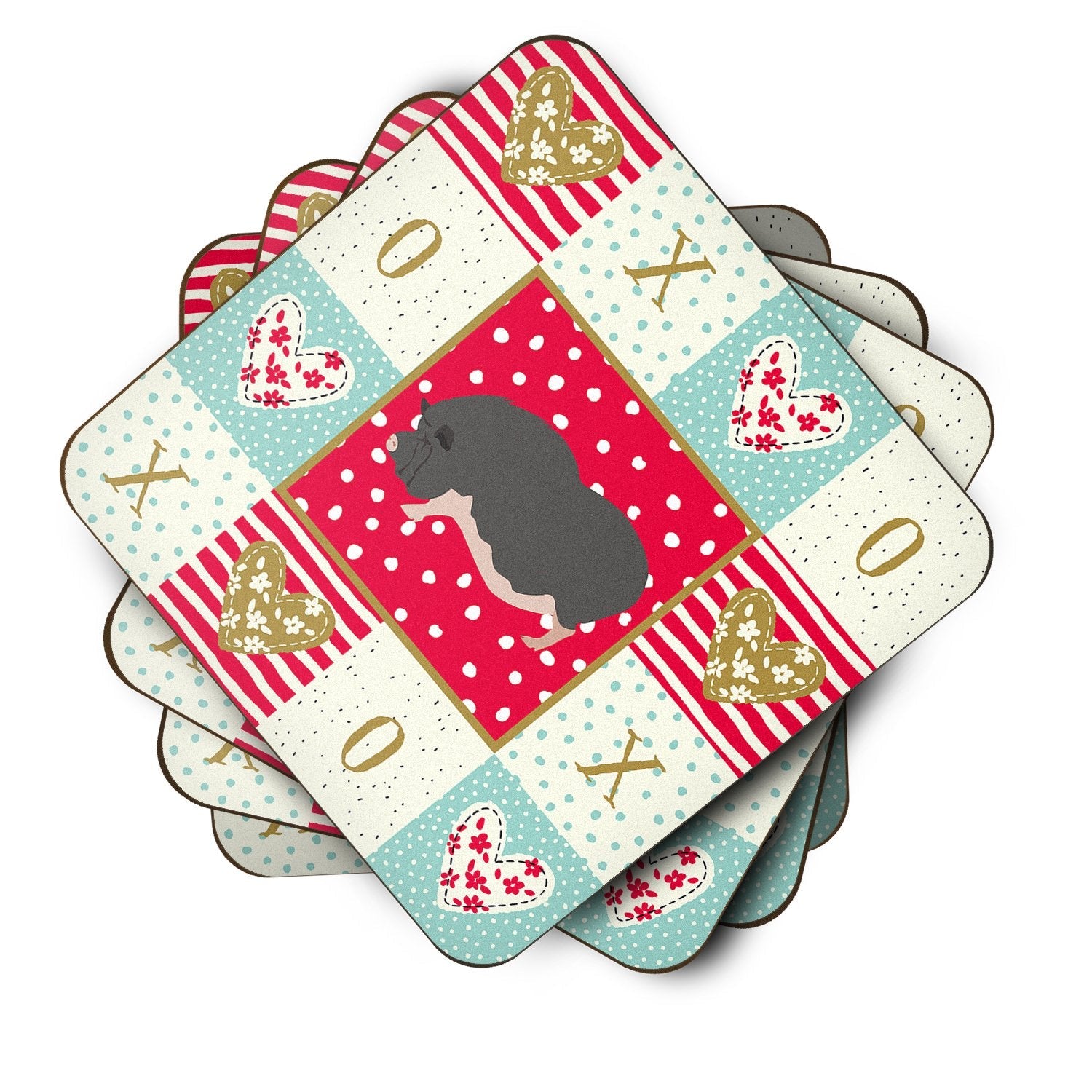 Vietnamese Pot-Bellied Pig Love Foam Coasters Set of 4 Cup Coasters for Indoor Outdoor, Tabletop Protection, Anti Slip, Mouse pad Material