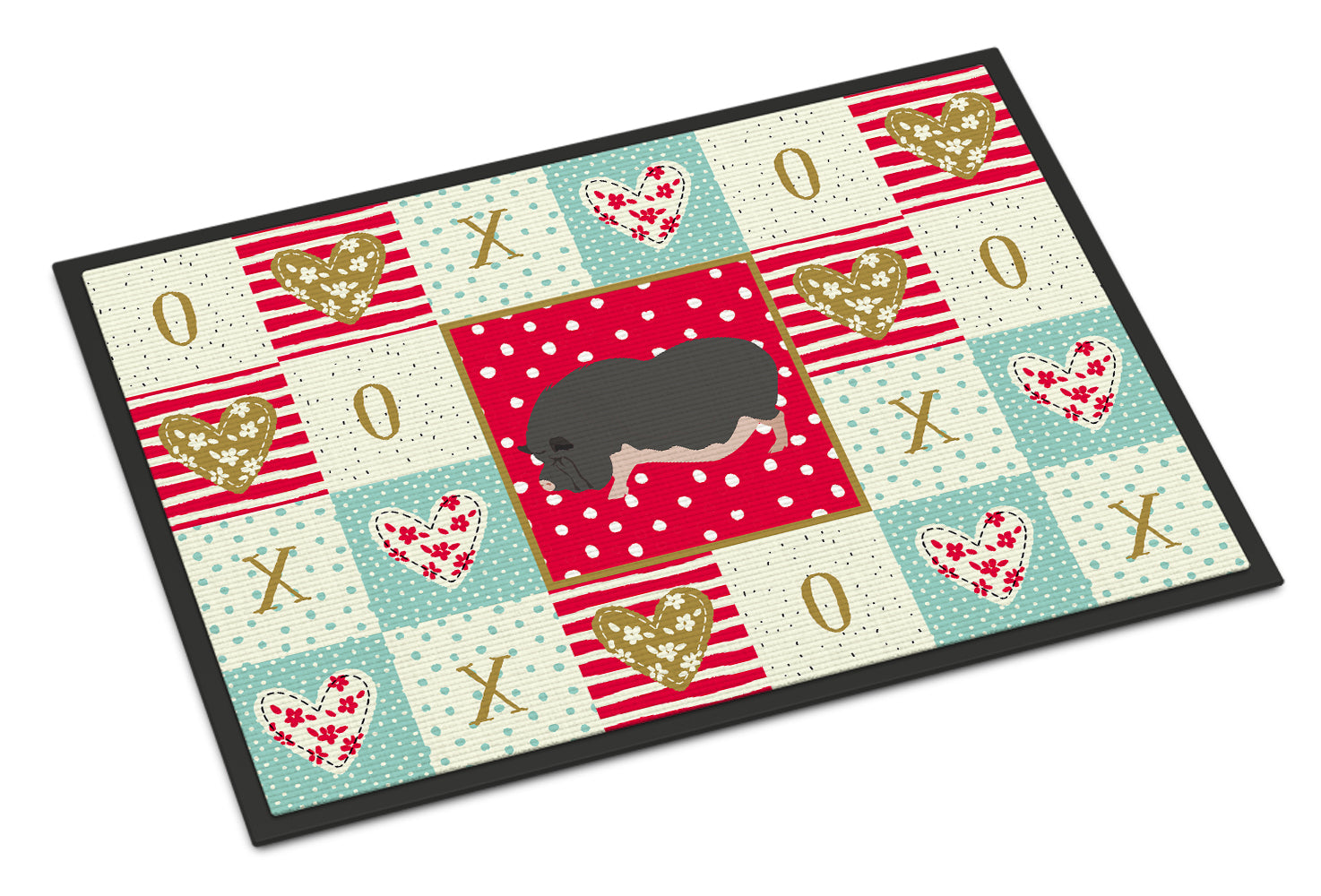 Vietnamese Pot-Bellied Pig Love Doormat Indoor Outdoor 18H X 27W Front Door Mat Rugs for Entryway, Non Slip Washable
