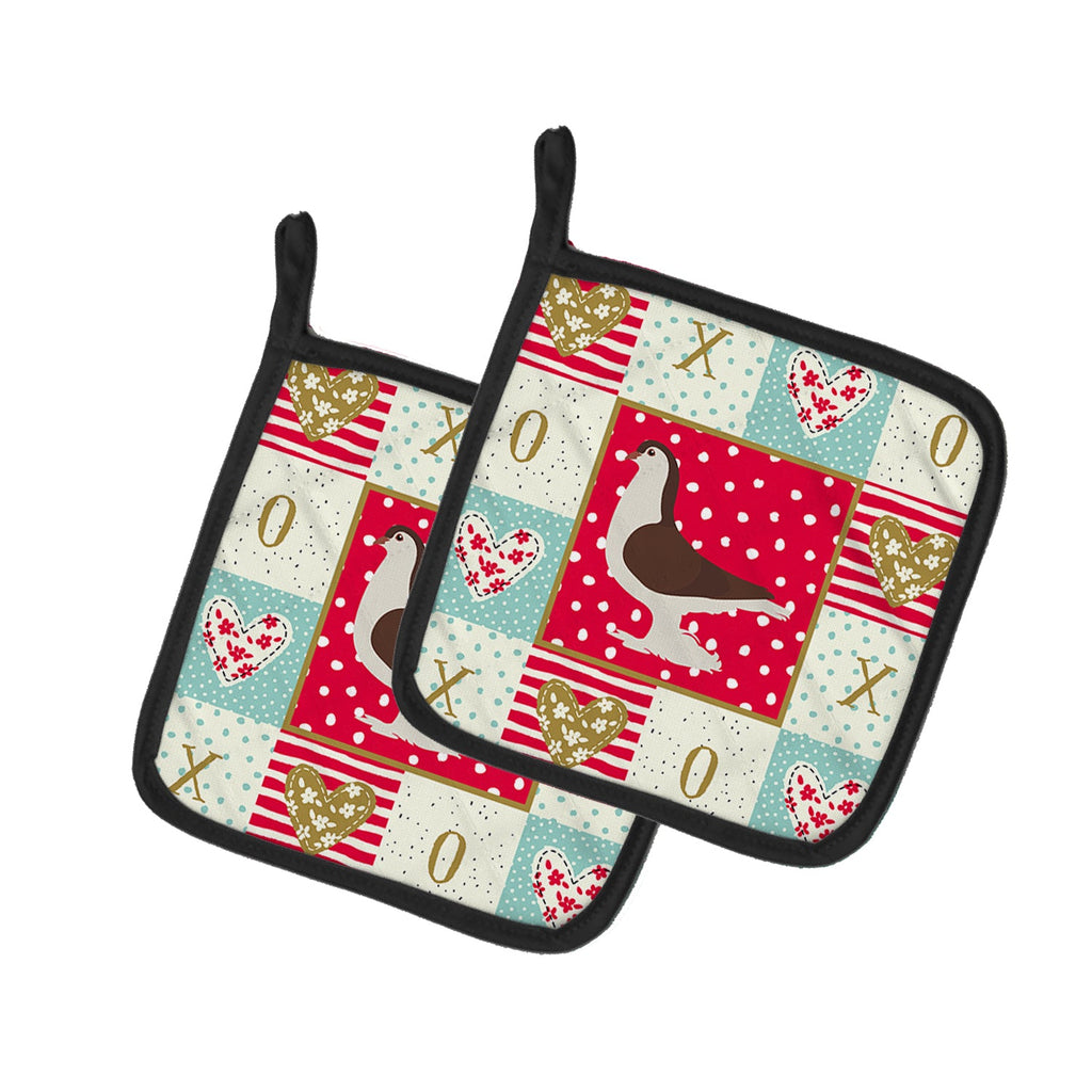 Large Pigeon Love Pot Holder Set of 2 Heat Resistant Quilted Hot Pads 7.5 x 7.5 Inch, Insulated Kitchen Trivets for Cooking & Baking
