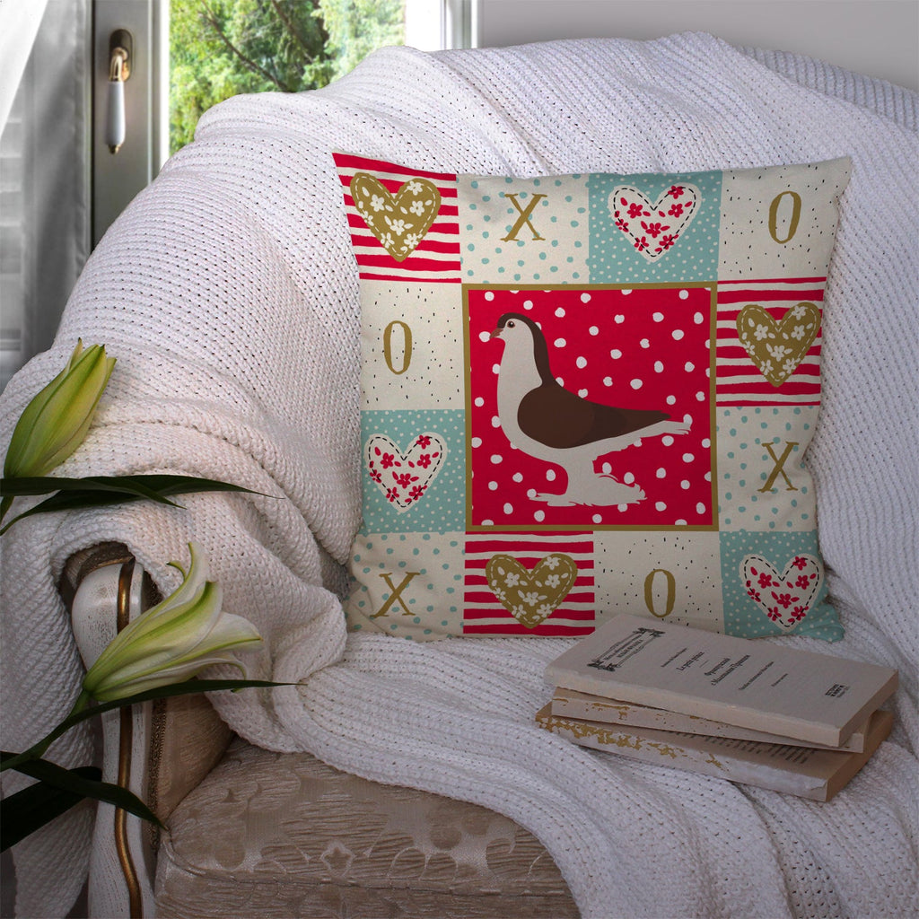 Large Pigeon Love Decorative Throw Pillow 14x14 Indoor Outdoor Accent Cushion, Fabric Cover with Insert for Sofa, Bed, Porch & Living Room