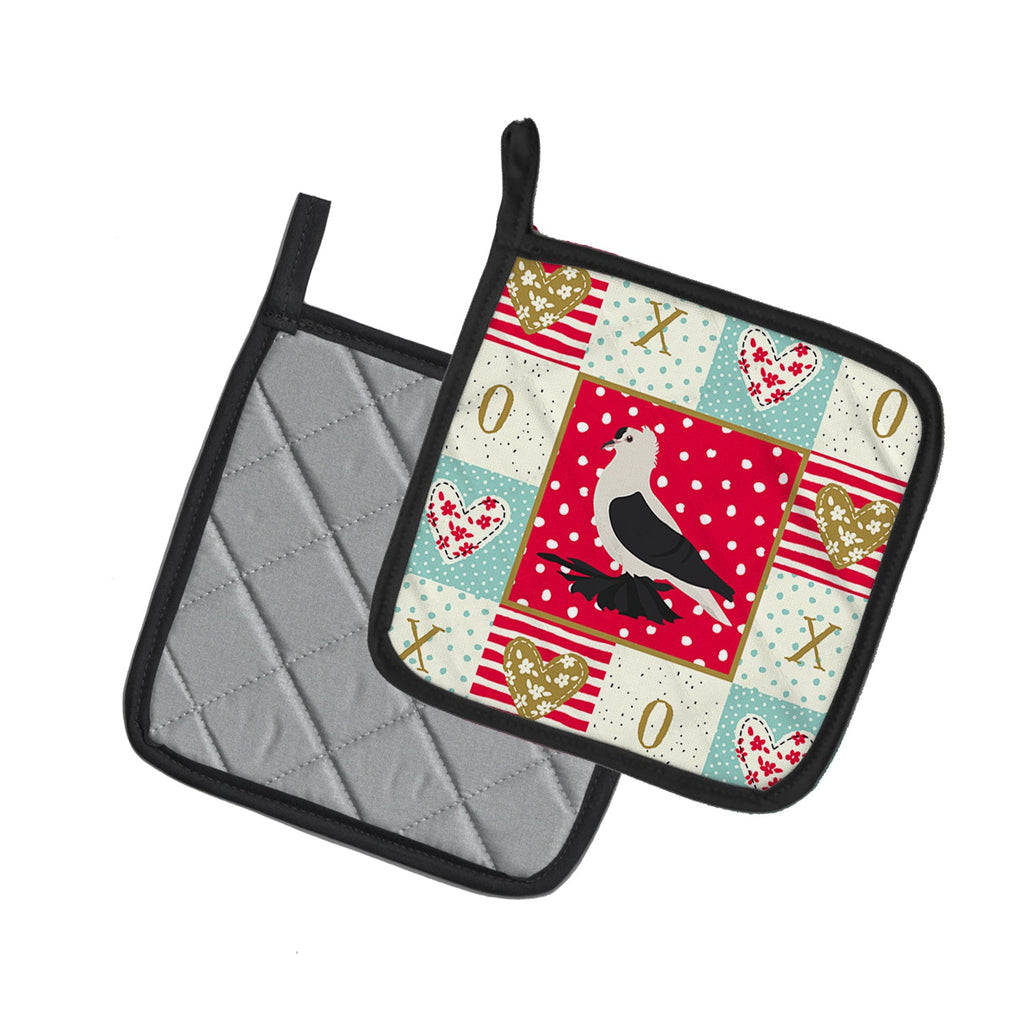 Saxon Fairy Swallow Pigeon Love Pot Holder Set of 2 Heat Resistant Quilted Hot Pads 7.5 x 7.5 Inch, Insulated Kitchen Trivets for Cooking & Baking