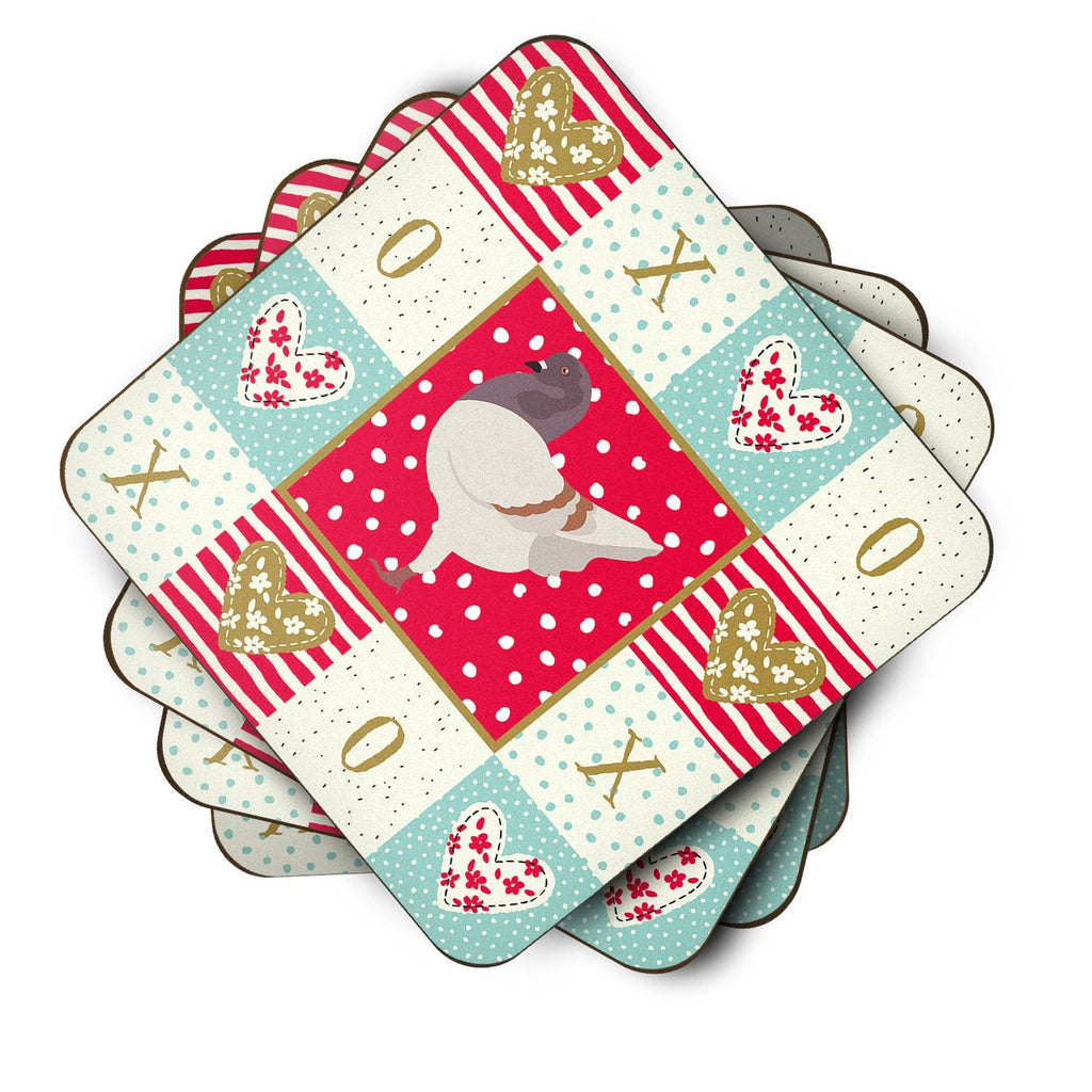 German Modena Pigeon Love Foam Coasters Set of 4 Cup Coasters for Indoor Outdoor, Tabletop Protection, Anti Slip, Mouse pad Material