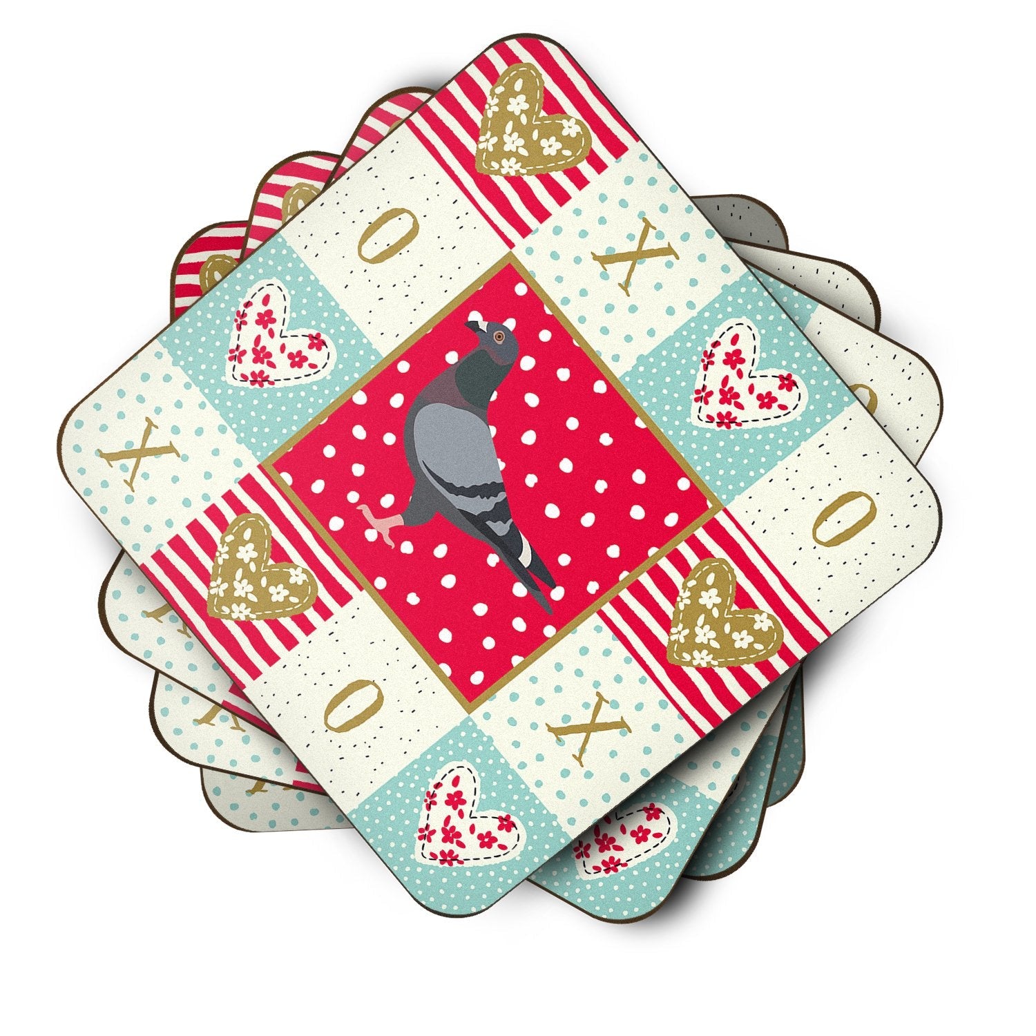 Racing Pigeon Love Foam Coasters Set of 4 Cup Coasters for Indoor Outdoor, Tabletop Protection, Anti Slip, Mouse pad Material