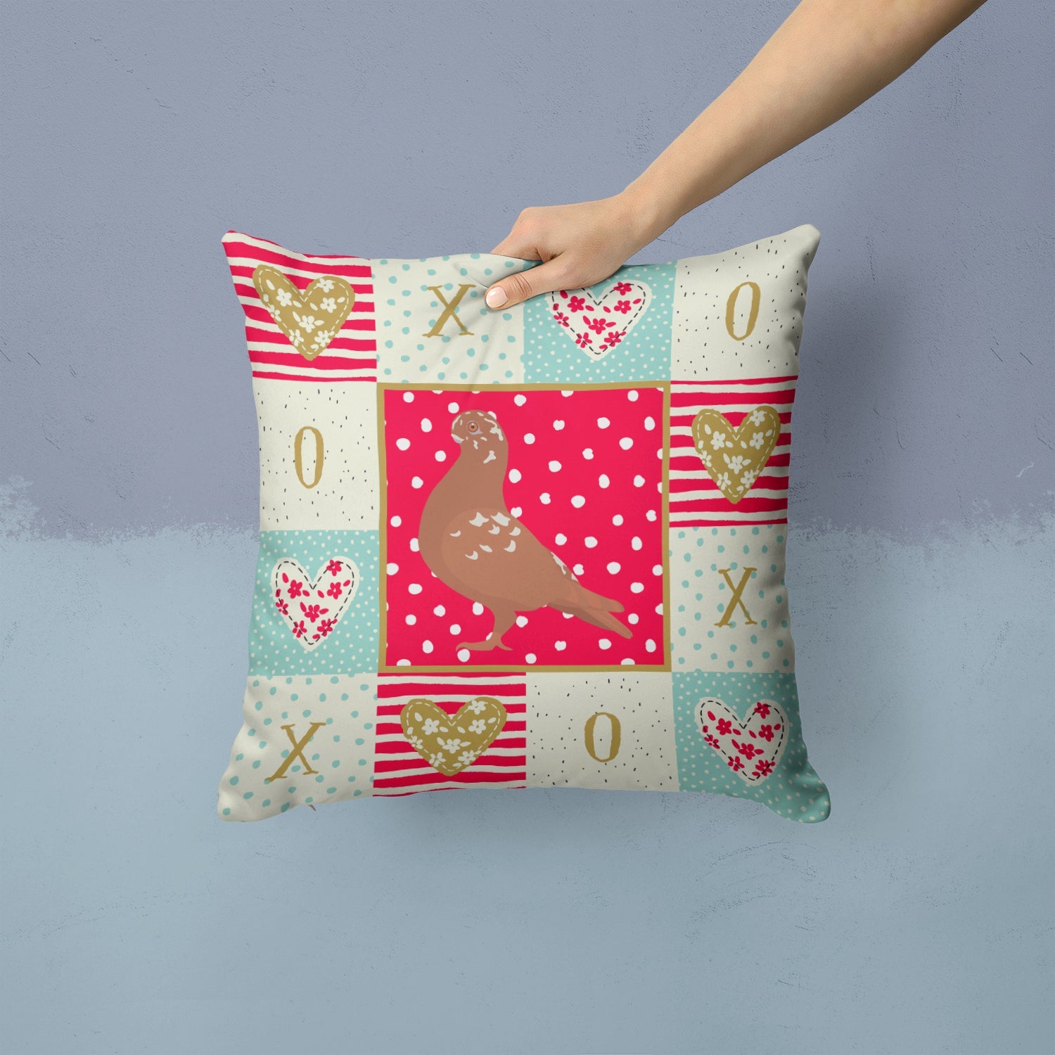African Owl Pigeon Love Decorative Throw Pillow 14x14 Indoor Outdoor Accent Cushion, Fabric Cover with Insert for Sofa, Bed, Porch & Living Room