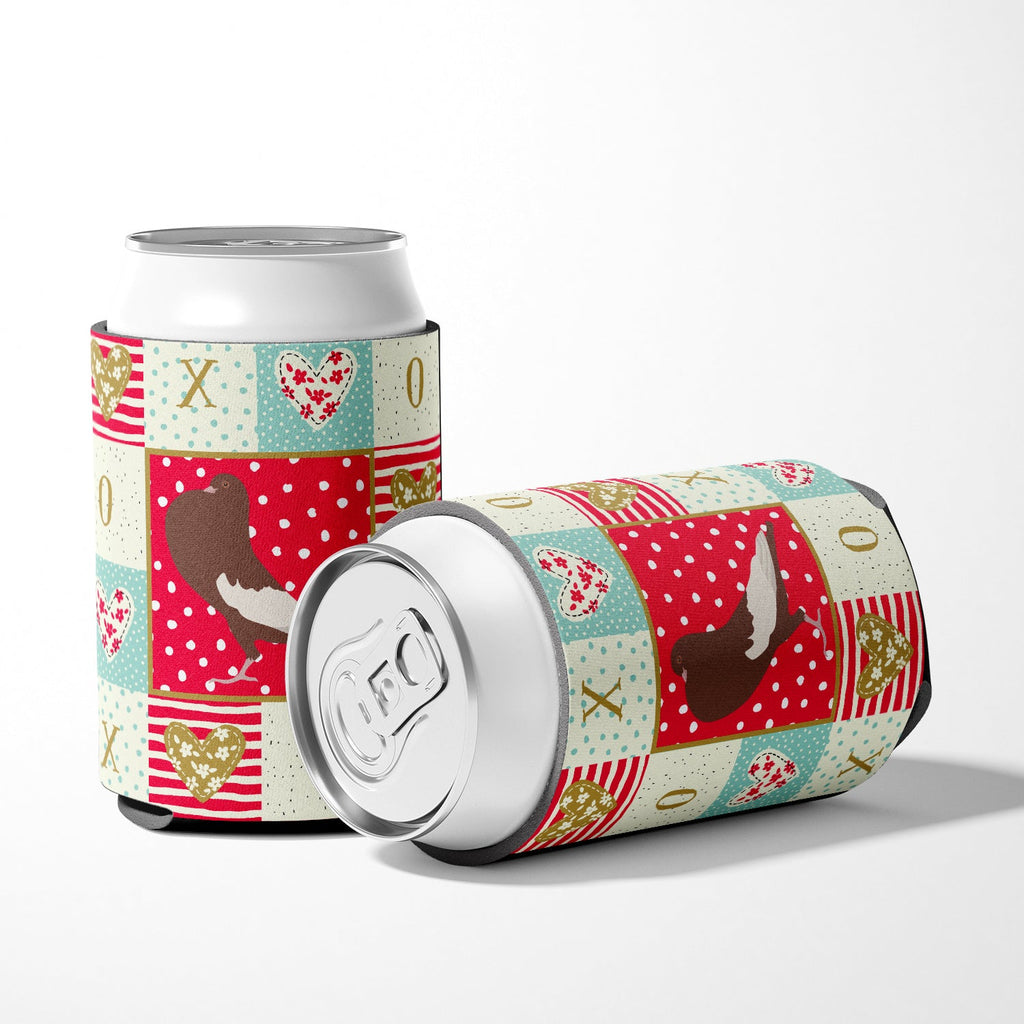 English Pouter Pigeon Love Can or Bottle Hugger Cooler Sleeve for Standard 12 oz Cans, Insulated Foam Beer & Soda Can Hugger Reusable