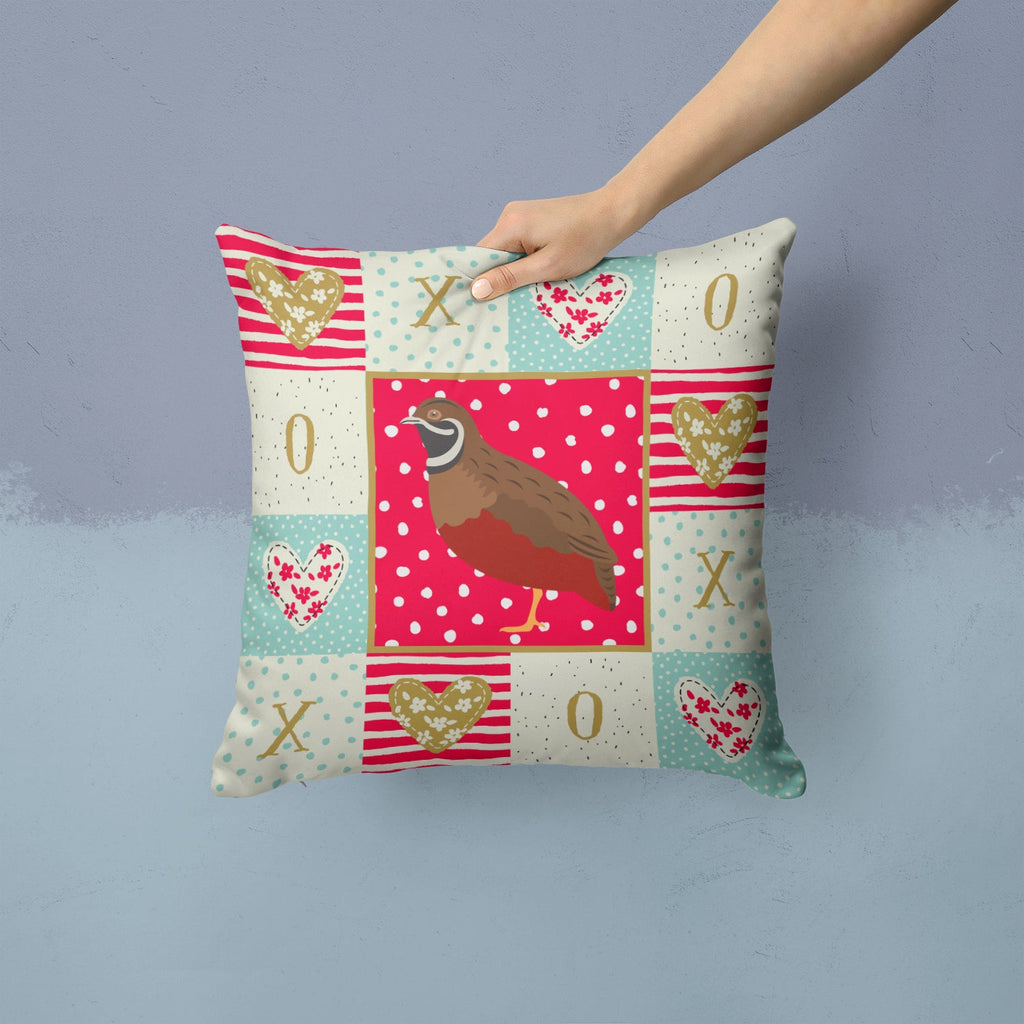 Chinese Painted or King Quail Love Decorative Throw Pillow 14x14 Indoor Outdoor Accent Cushion, Fabric Cover with Insert for Sofa, Bed, Porch & Living Room