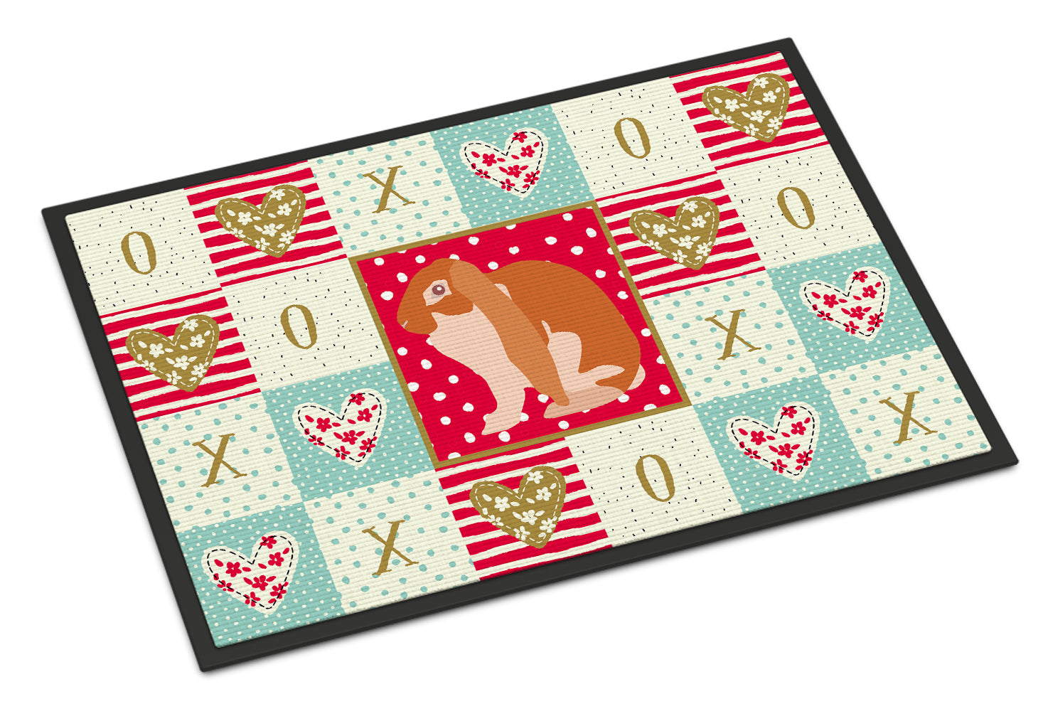 English Lop Rabbit Love Doormat Indoor Outdoor 18H X 27W Front Door Mat Rugs for Entryway, Non Slip Washable