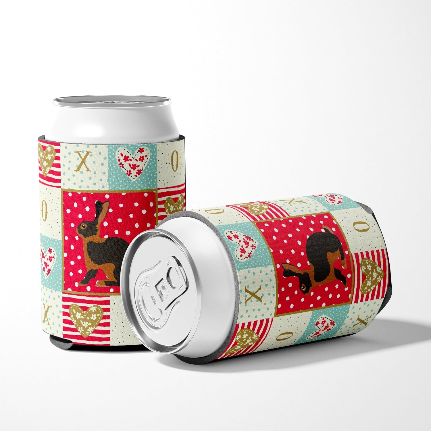 Tan Rabbit Love Can or Bottle Hugger Cooler Sleeve for Standard 12 oz Cans, Insulated Foam Beer & Soda Can Hugger Reusable