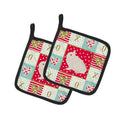 Hermelin Rabbit Love Pot Holder Set of 2 Heat Resistant Quilted Hot Pads 7.5 x 7.5 Inch, Insulated Kitchen Trivets for Cooking & Baking