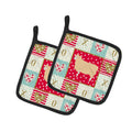 English Leicester Longwool Sheep Love Pot Holder Set of 2 Heat Resistant Quilted Hot Pads 7.5 x 7.5 Inch, Insulated Kitchen Trivets for Cooking & Baking