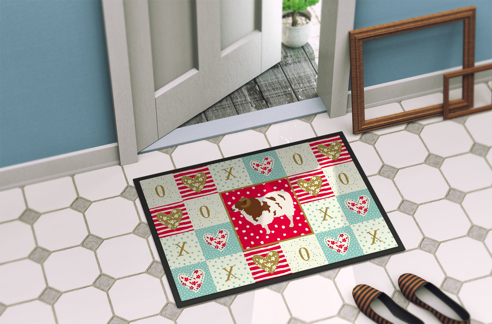 Jacob Sheep Love Doormat Indoor Outdoor 18H X 27W Front Door Mat Rugs for Entryway, Non Slip Washable
