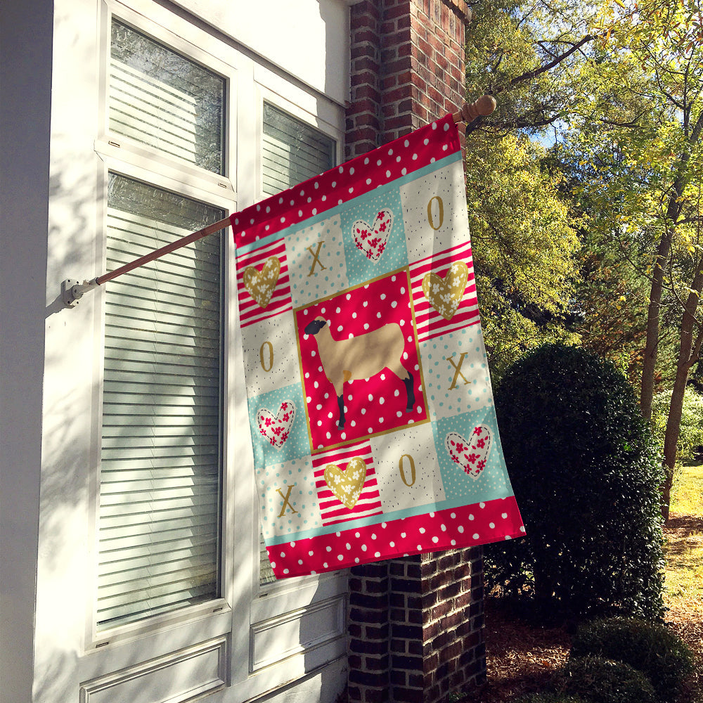 Hampshire Down Sheep Love House Flag 28x40 Porch Sleeve Pole Decorative Outside Yard Banner Artwork Wall Hanging, Polyester