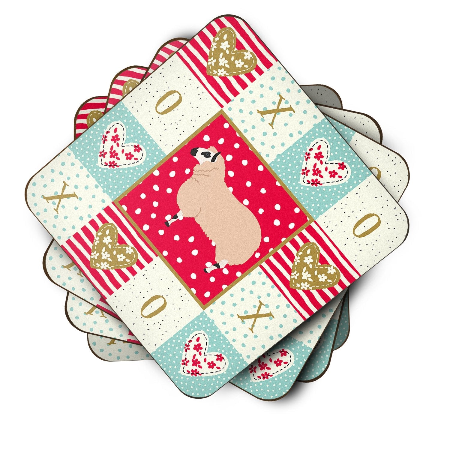 Kerry Hill Sheep Love Foam Coasters Set of 4 Cup Coasters for Indoor Outdoor, Tabletop Protection, Anti Slip, Mouse pad Material