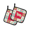 Kerry Hill Sheep Love Pot Holder Set of 2 Heat Resistant Quilted Hot Pads 7.5 x 7.5 Inch, Insulated Kitchen Trivets for Cooking & Baking