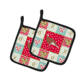 Jersey Buff Turkey Hen Love Pot Holder Set of 2 Heat Resistant Quilted Hot Pads 7.5 x 7.5 Inch, Insulated Kitchen Trivets for Cooking & Baking