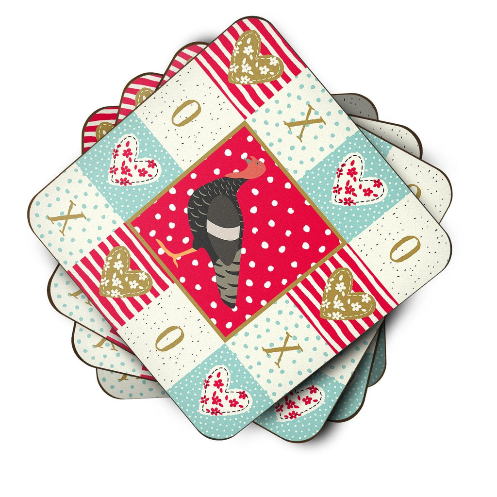Marragansett Turkey Love Foam Coasters Set of 4 Cup Coasters for Indoor Outdoor, Tabletop Protection, Anti Slip, Mouse pad Material
