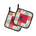 Marragansett Turkey Love Pot Holder Set of 2 Heat Resistant Quilted Hot Pads 7.5 x 7.5 Inch, Insulated Kitchen Trivets for Cooking & Baking