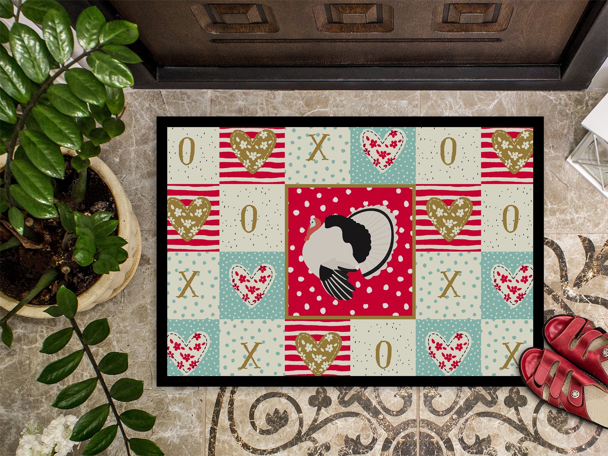 Royal Palm Turkey Love Doormat Indoor Outdoor 18H X 27W Front Door Mat Rugs for Entryway, Non Slip Washable