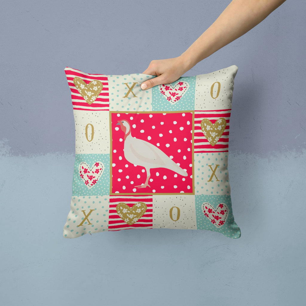 Beltsville Small White Turkey Hen Love Decorative Throw Pillow 14x14 Indoor Outdoor Accent Cushion, Fabric Cover with Insert for Sofa, Bed, Porch & Living Room