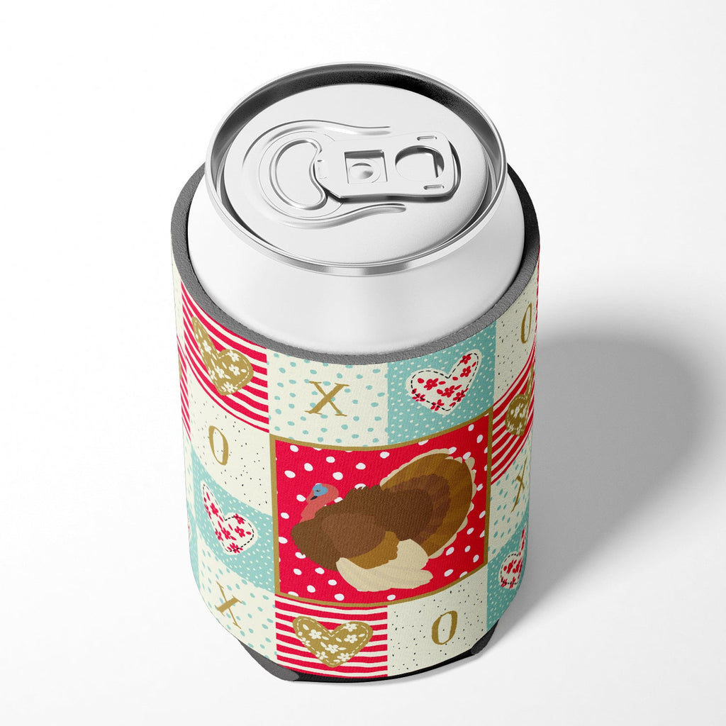 French Turkey Dindon Love Can or Bottle Hugger Cooler Sleeve for Standard 12 oz Cans, Insulated Foam Beer & Soda Can Hugger Reusable