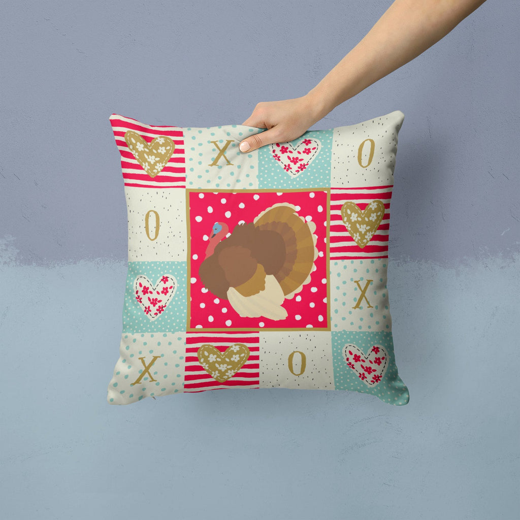 French Turkey Dindon Love Decorative Throw Pillow 14x14 Indoor Outdoor Accent Cushion, Fabric Cover with Insert for Sofa, Bed, Porch & Living Room