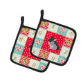Black Velvet Chinchilla Love Pot Holder Set of 2 Heat Resistant Quilted Hot Pads 7.5 x 7.5 Inch, Insulated Kitchen Trivets for Cooking & Baking