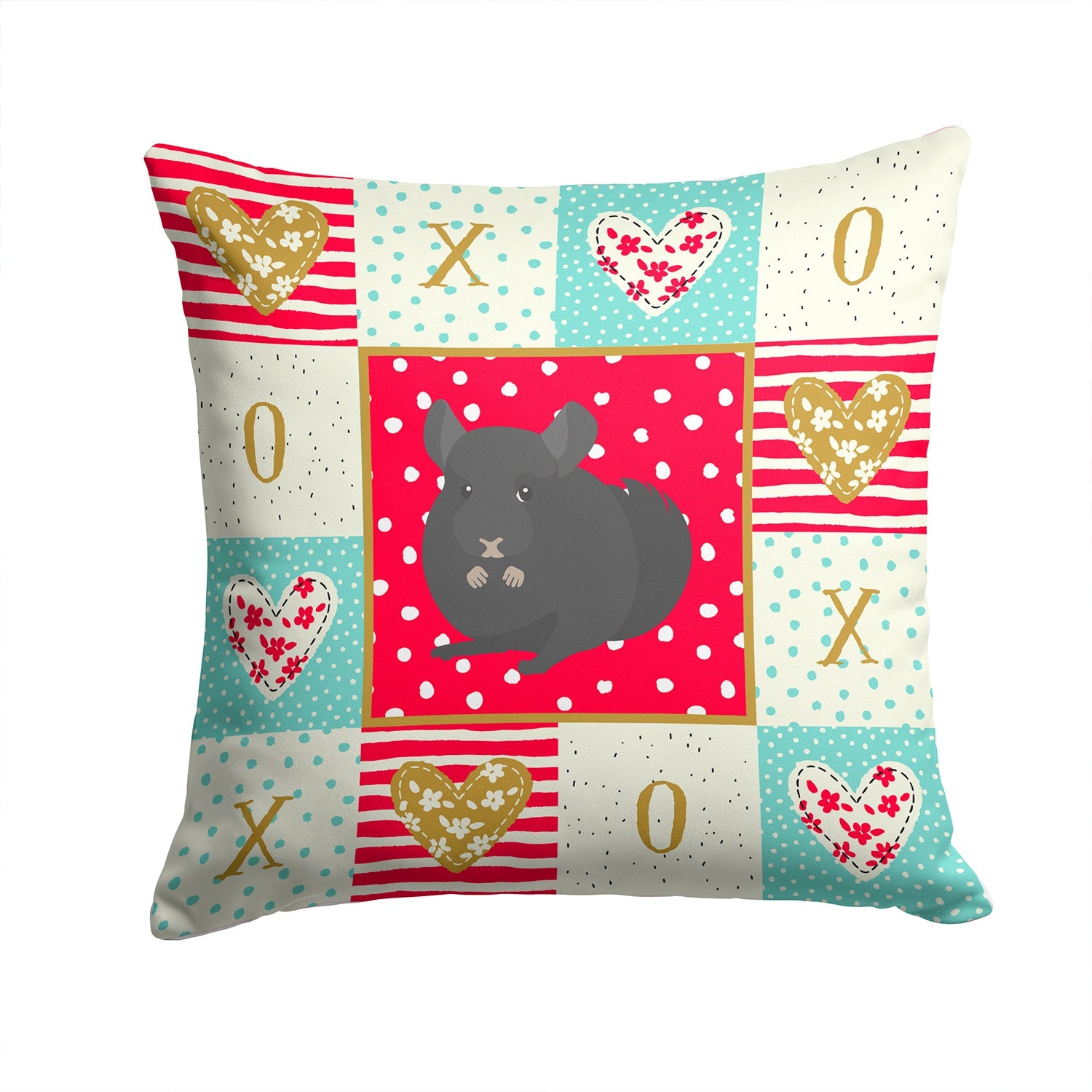 Charcoal Chinchilla Love Decorative Throw Pillow 14x14 Indoor Outdoor Accent Cushion, Fabric Cover with Insert for Sofa, Bed, Porch & Living Room