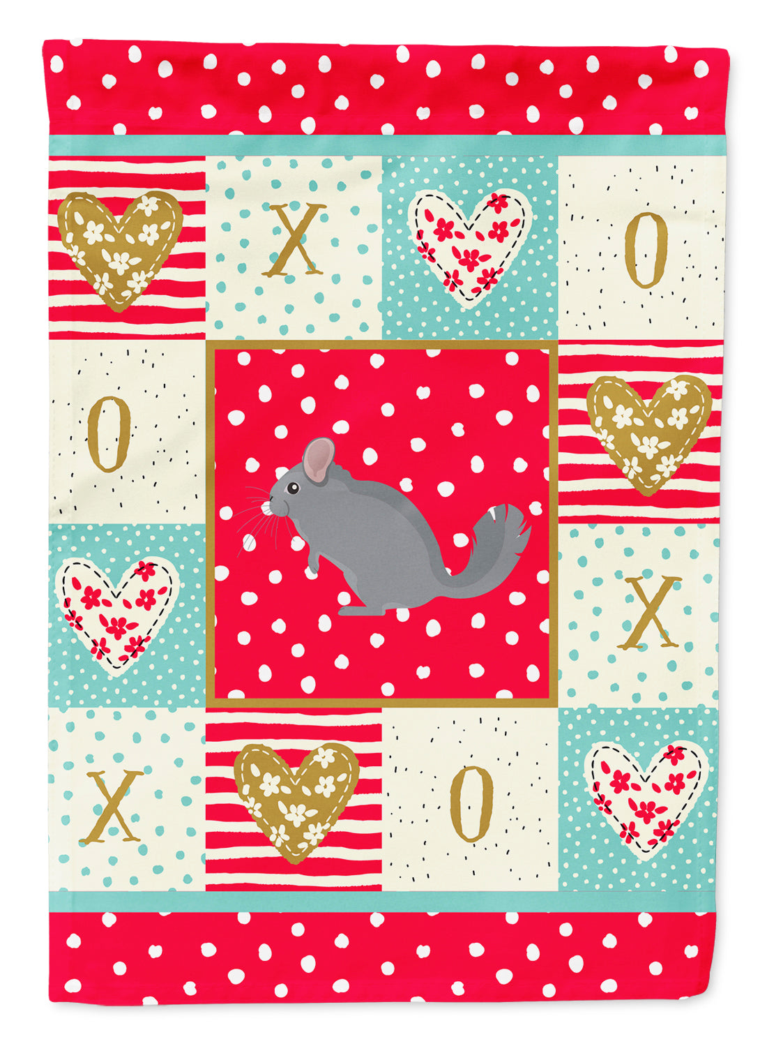 Foggy Chinchilla Love House Flag 28x40 Porch Sleeve Pole Decorative Outside Yard Banner Artwork Wall Hanging, Polyester