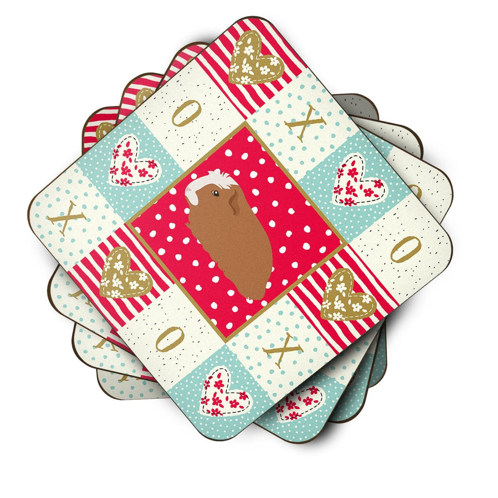 Crested Guinea Pig Love Foam Coasters Set of 4 Cup Coasters for Indoor Outdoor, Tabletop Protection, Anti Slip, Mouse pad Material
