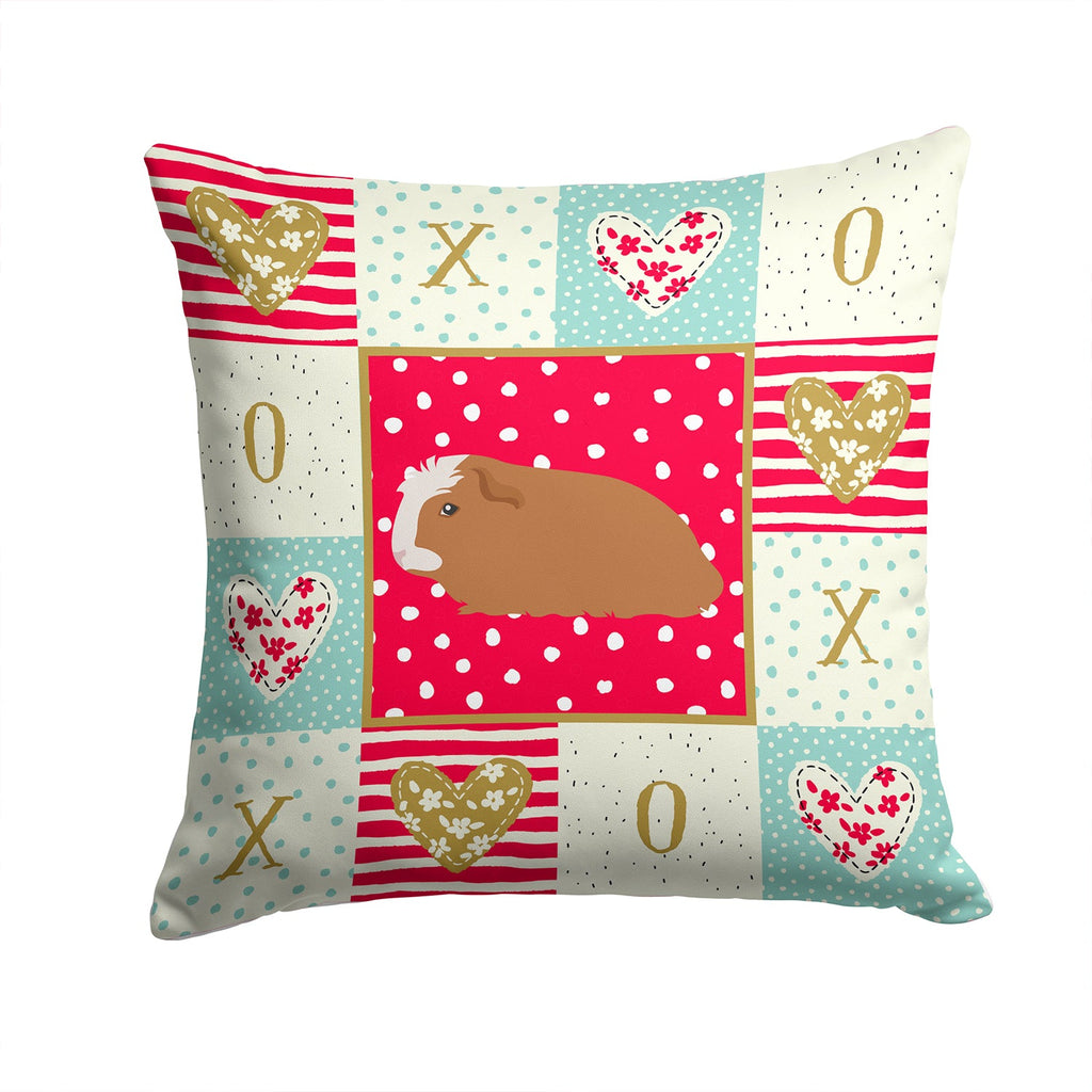 Crested Guinea Pig Love Decorative Throw Pillow 14x14 Indoor Outdoor Accent Cushion, Fabric Cover with Insert for Sofa, Bed, Porch & Living Room