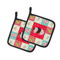 Teddy Guinea Pig Love Pot Holder Set of 2 Heat Resistant Quilted Hot Pads 7.5 x 7.5 Inch, Insulated Kitchen Trivets for Cooking & Baking