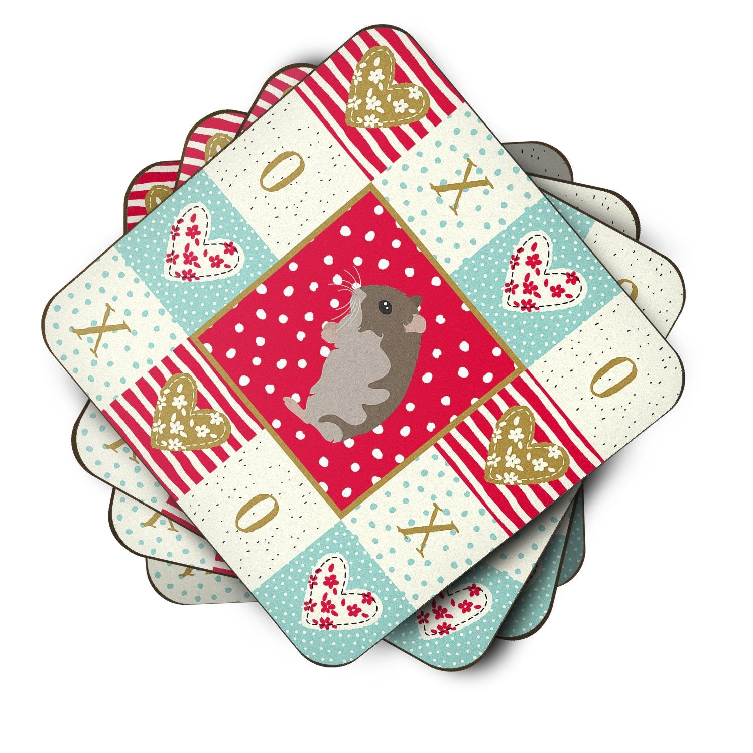 Dwarf Hamster Love Foam Coasters Set of 4 Cup Coasters for Indoor Outdoor, Tabletop Protection, Anti Slip, Mouse pad Material
