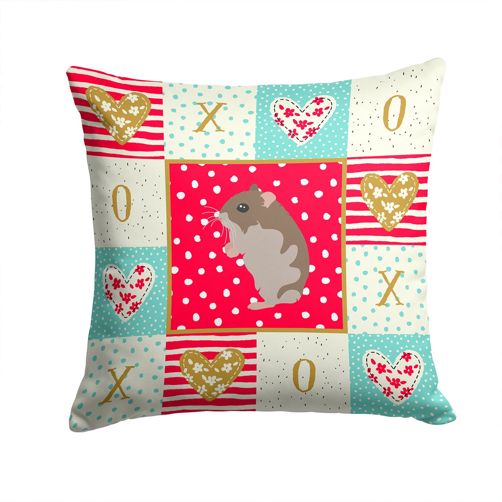 Dwarf Hamster Love Decorative Throw Pillow 14x14 Indoor Outdoor Accent Cushion, Fabric Cover with Insert for Sofa, Bed, Porch & Living Room